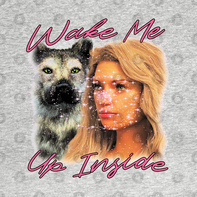 Wake Me Up Inside - Dog And Woman Glitter And Pink by blueversion